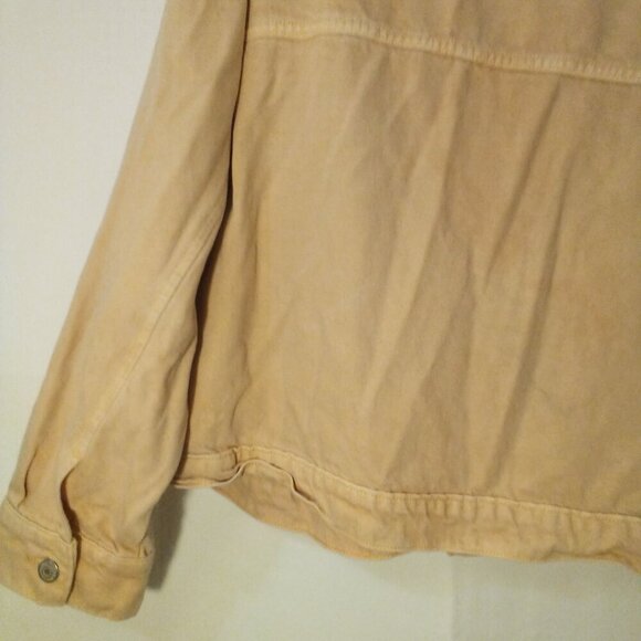 Old Navy Denim Jacket Women XL Button Up Long Sleeve Pockets Peach Orange - Picture 14 of 16